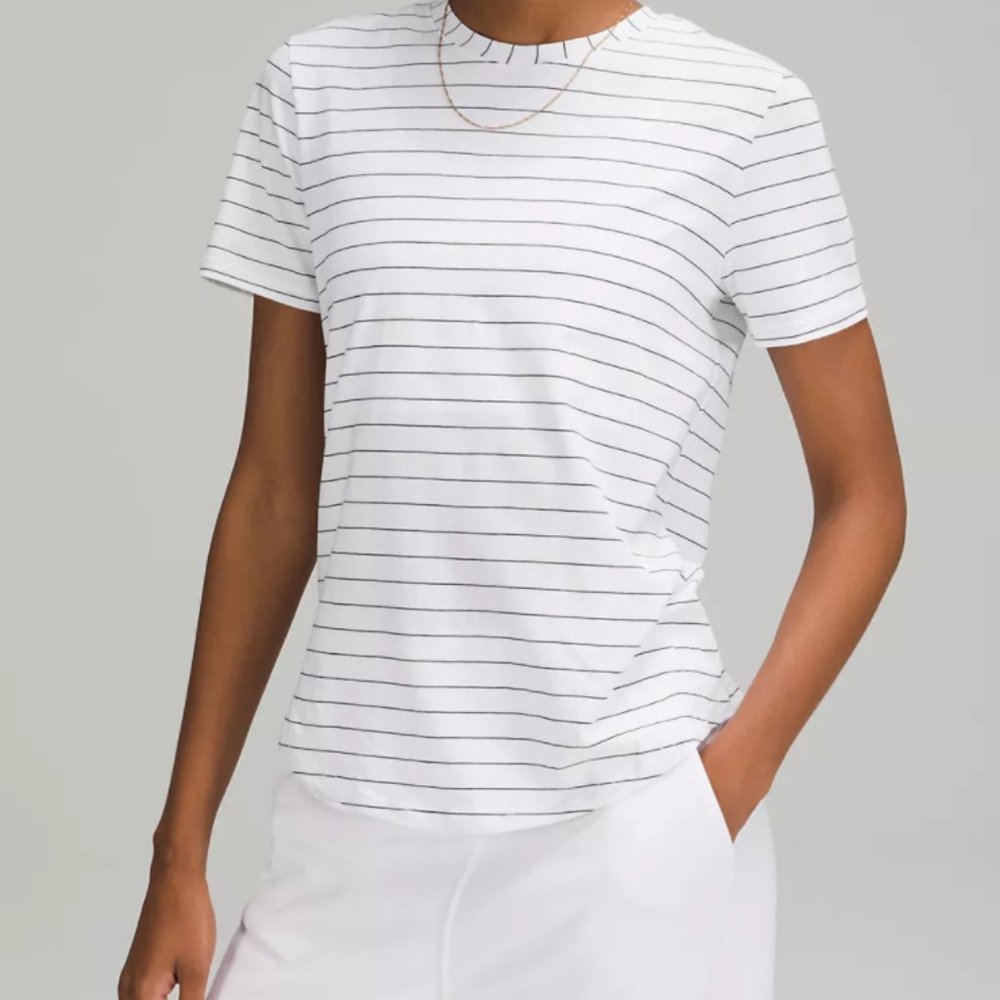 Lululemon Love Crew T-Shirt Short Serve Stripe White Black